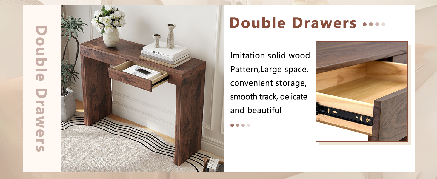 Natural Walnut Bar Table with Double Drawers — 50" Pub & Home Bar — image 15