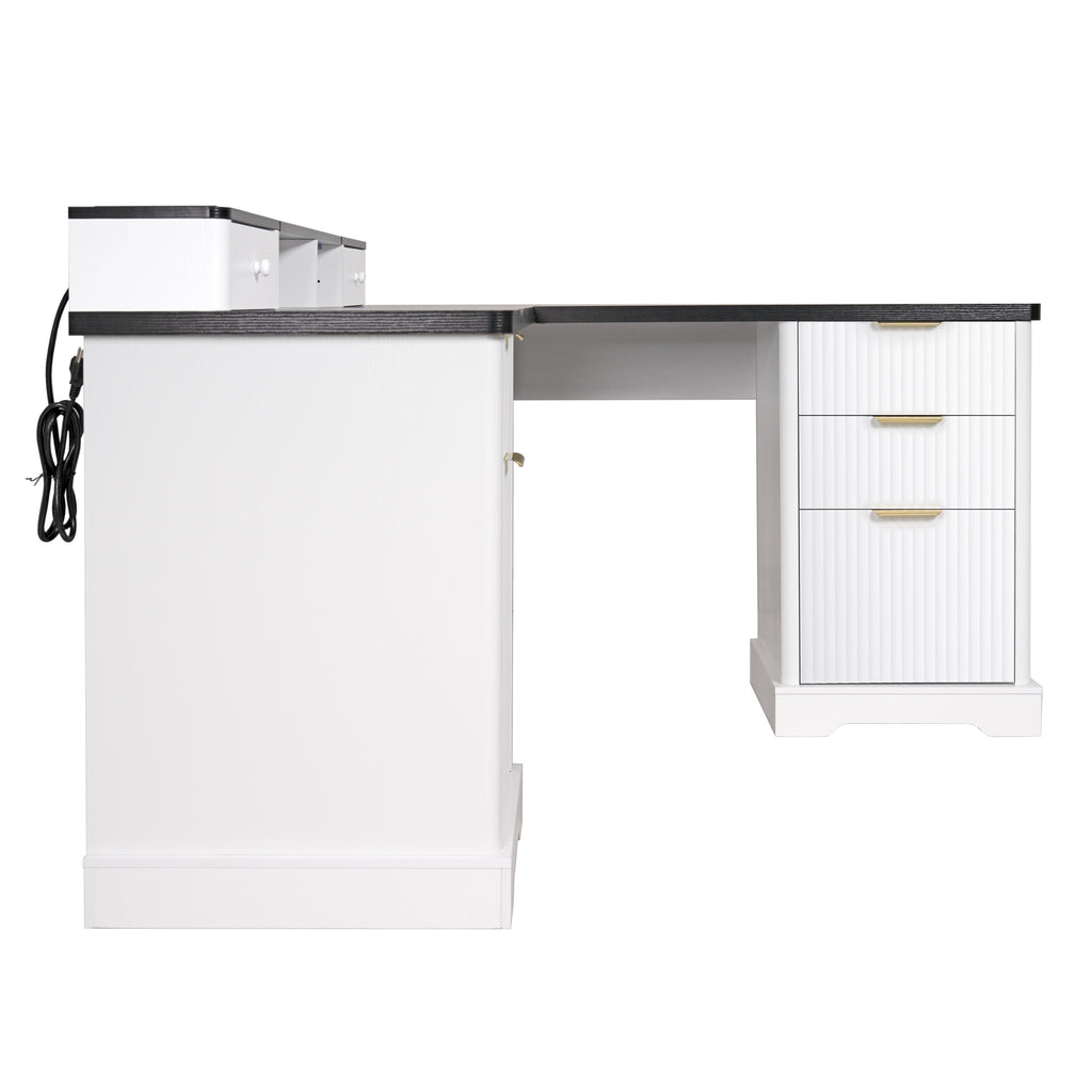 L-shaped home office desk storage cabinet interior