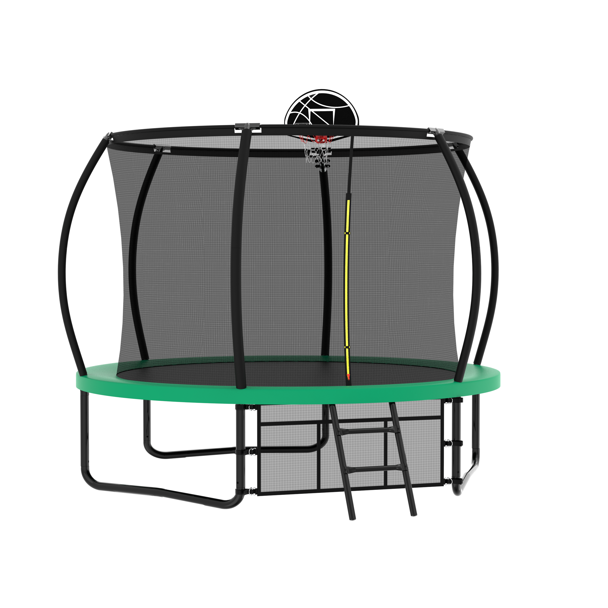 10 ft trampoline with basketball backboard and steel ladder