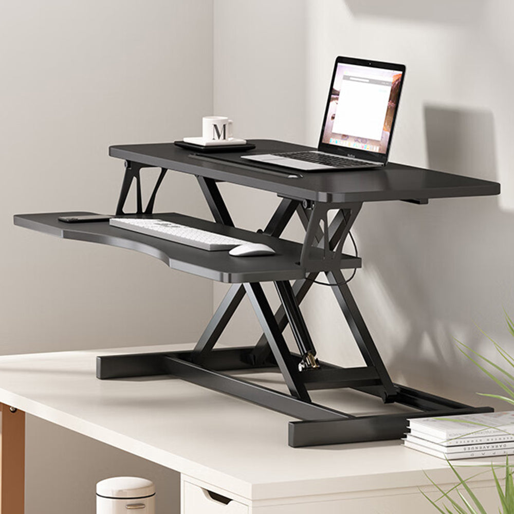 Black desk converter sturdy MDF and metal frame detail