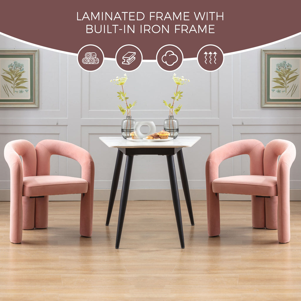 Velvet Barrel Accent Chair Set of 2 — Wood Legs