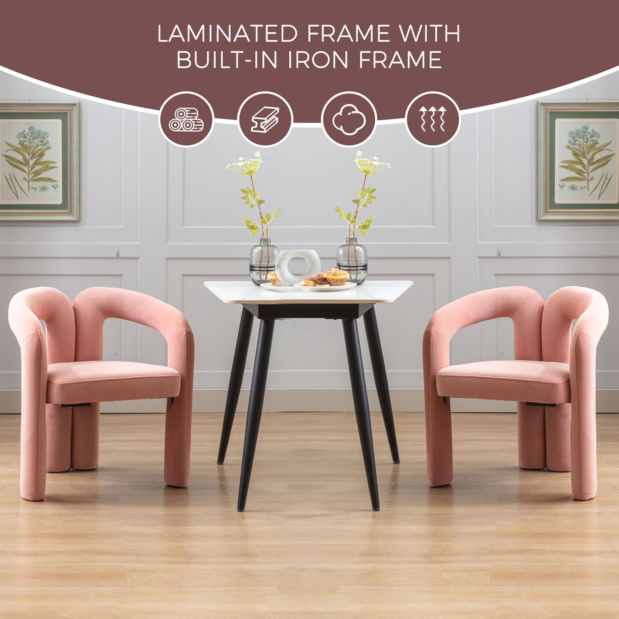 Velvet Barrel Accent Chair Set of 2 — Wood Legs
