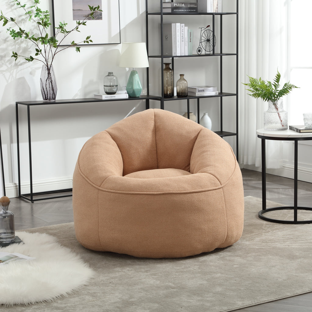 Tan bean bag chair with matching footrest