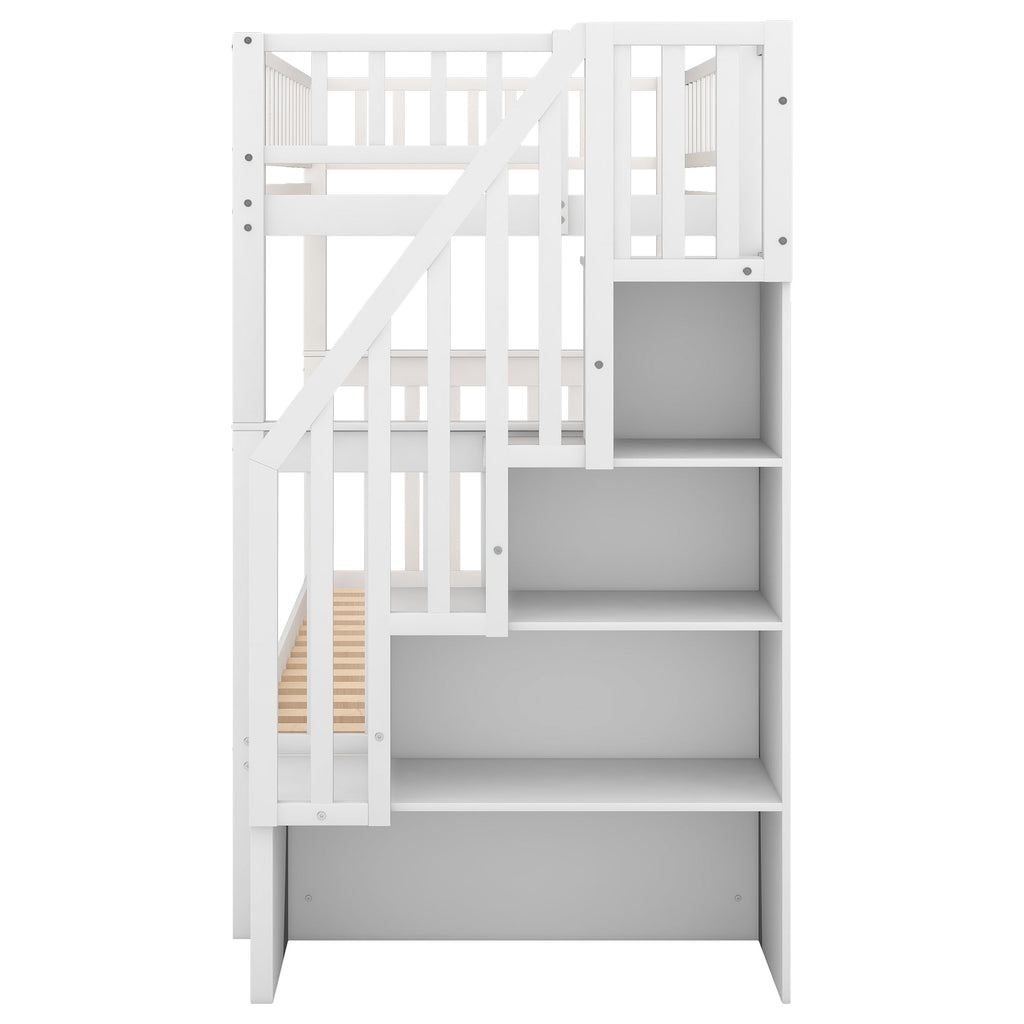 Twin-over-Twin Bunk Bed with Trundle & Storage Shelves