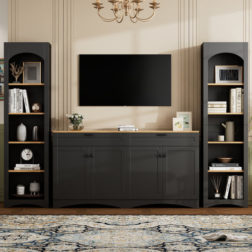 102-inch black media console wall unit for living room
