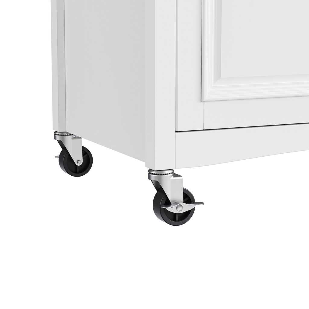 K&K 52'' Kitchen Island with Drop Leaf, Embossed Texture Kitchen Island on Wheels with Spice Rack, Towel Rack, 2 Doors and 5 Drawers, Kitchen Storage Cart with Adjustable Shelf for Kitchen, Blue Grey