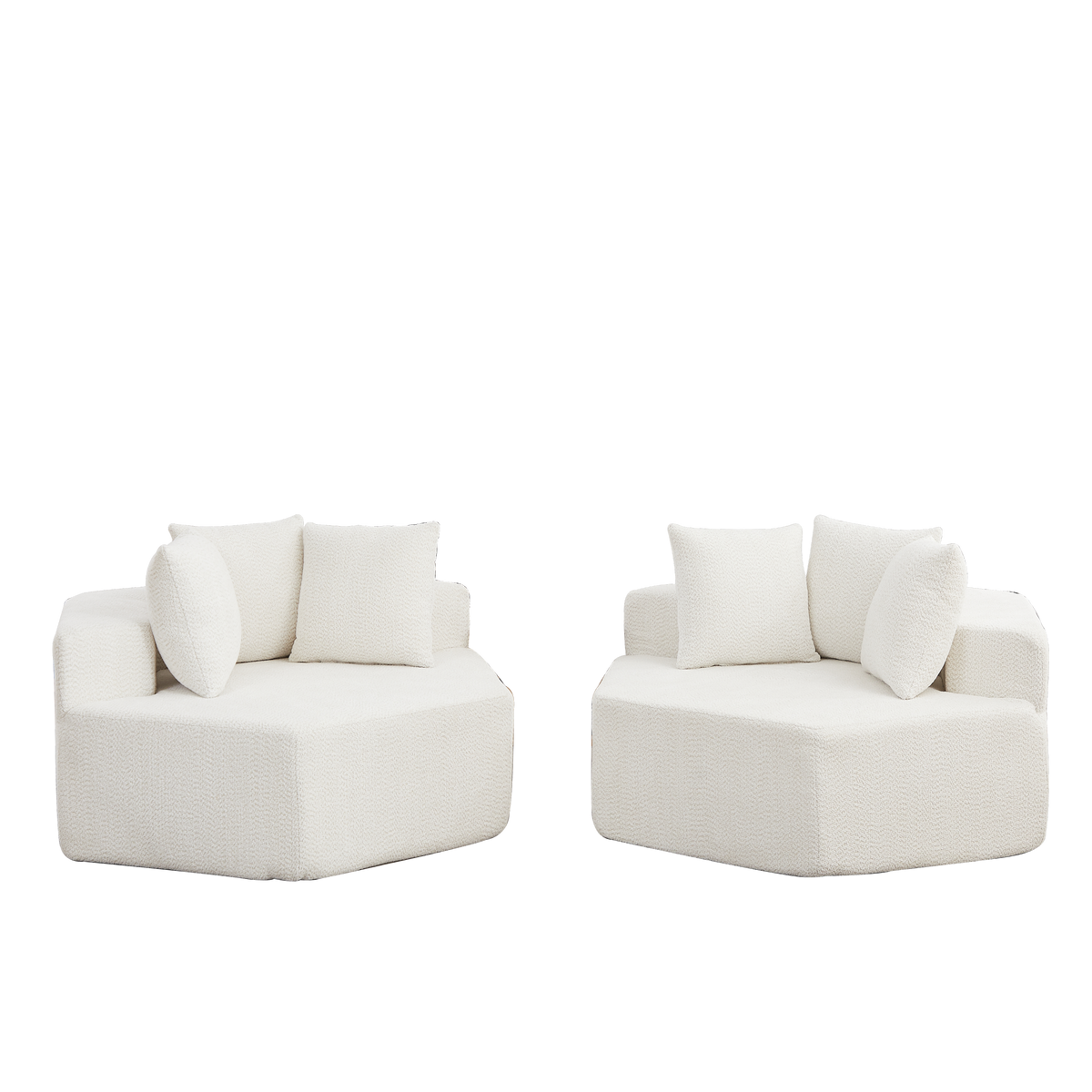 54-inch Modern-style hexagonal single lounge chair, featuring versatile arrangements and a modular design; this chenille-upholstered sofa is ideal for lounges, game rooms, living rooms, and bedrooms.