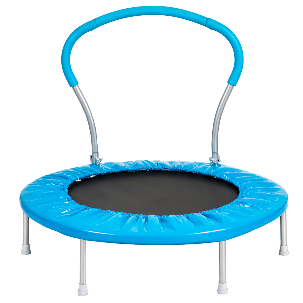 Kids mini trampoline indoor outdoor foam frame pad — angle view