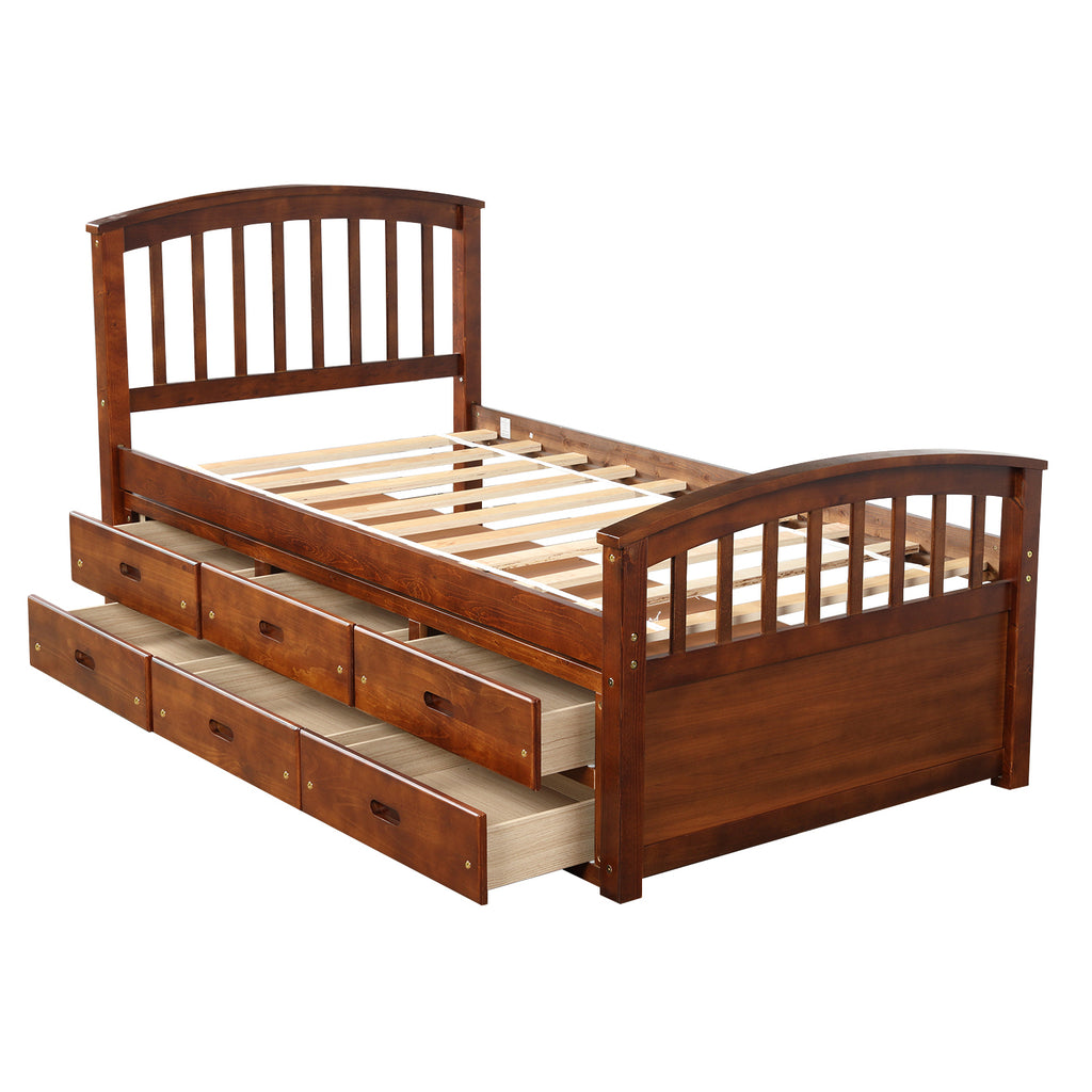 Twin platform bed with six drawers product photo