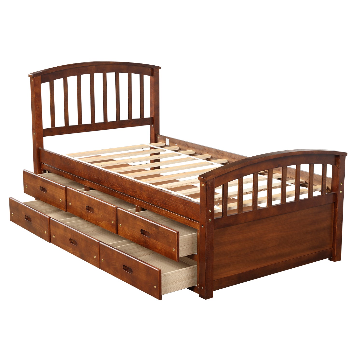 Twin platform bed with six drawers product photo