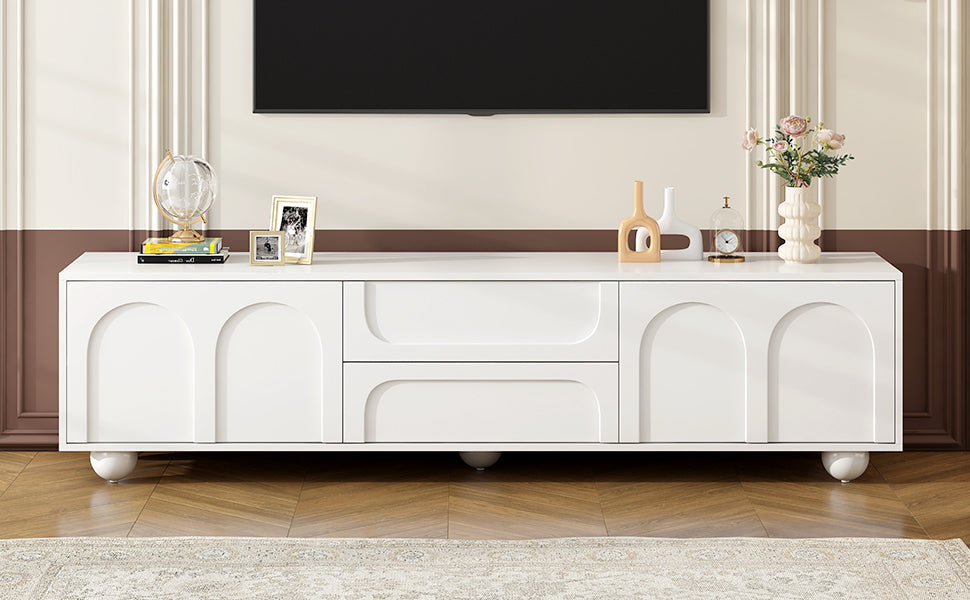 TV Stand with Arched Doors & 2 Drawers — for TVs Up to 75"