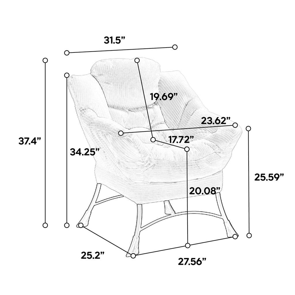 Lazy Lounge Chair with Ottoman — PP Cotton & Side Pocket