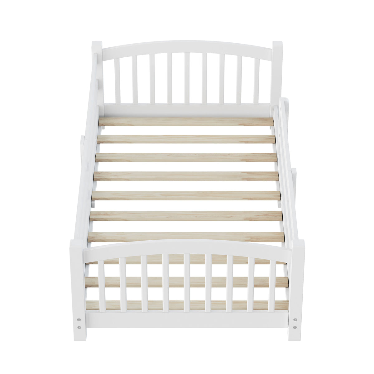 Twin Montessori Floor Bed with Slats and Safety Guardrails, Solid Wood Floor Bed with Fence and Without Door, Easy Assemble Montessori Bed for Girls and Boys, Gray
