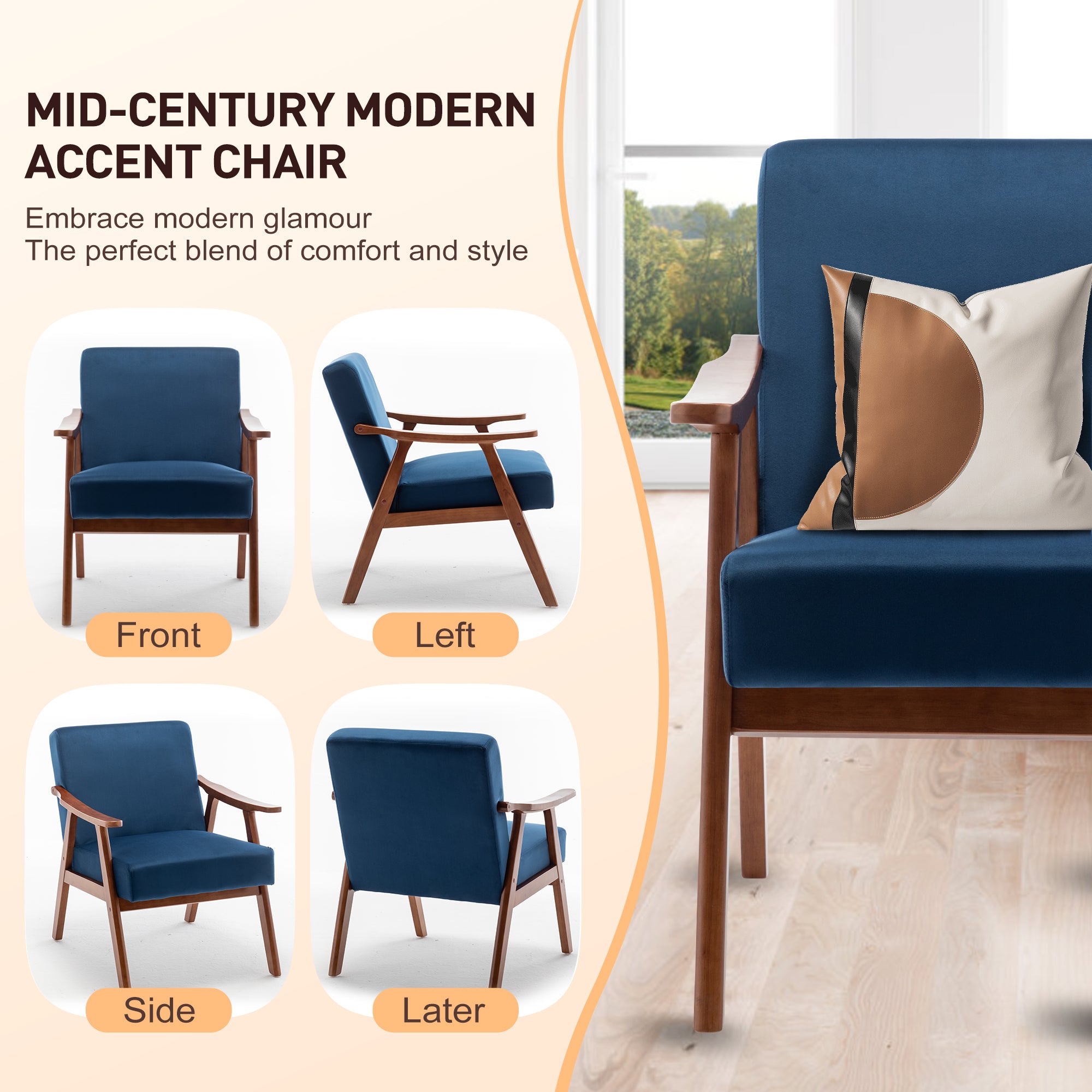 Mid-century wingback chair side profile