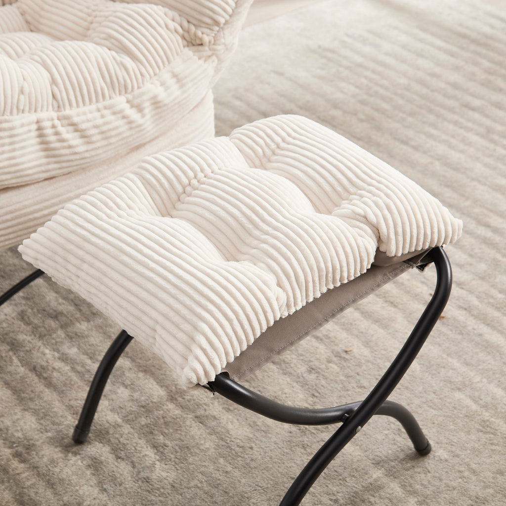 Lazy Lounge Chair with Ottoman — PP Cotton & Side Pocket