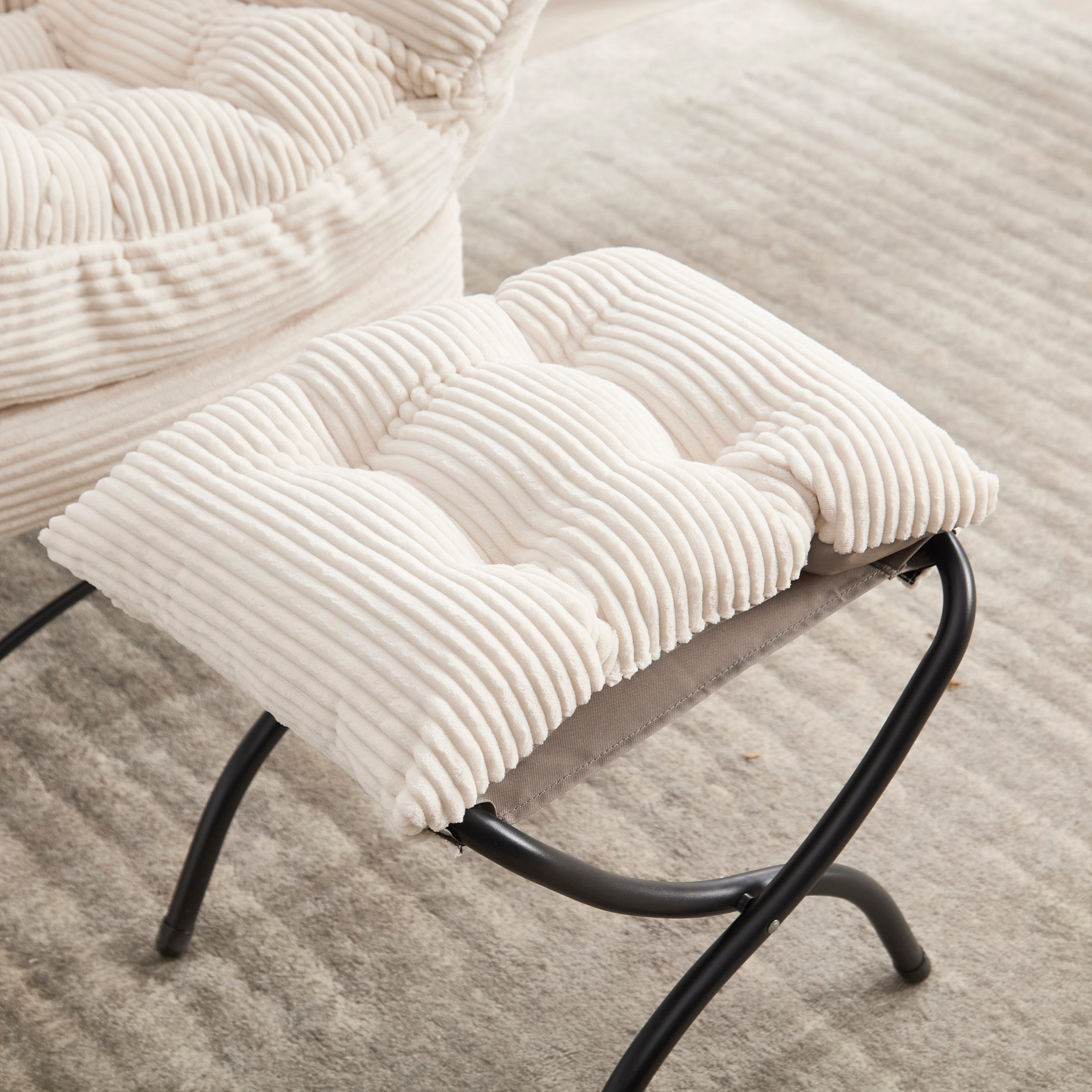 Lazy Lounge Chair with Ottoman — PP Cotton & Side Pocket
