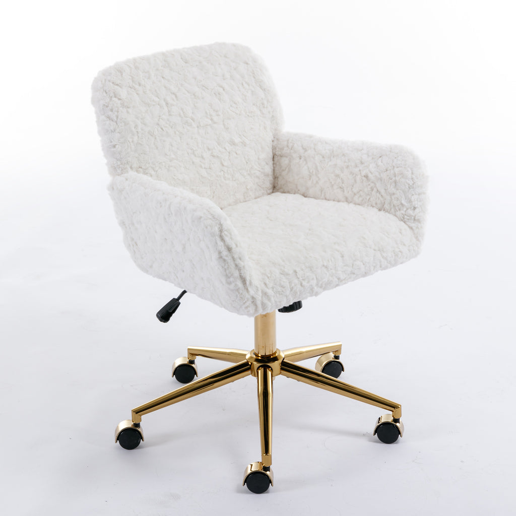 Beige office chair side profile with gold metal base