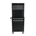 Black 6-drawer rolling tool cabinet with wheels — front view