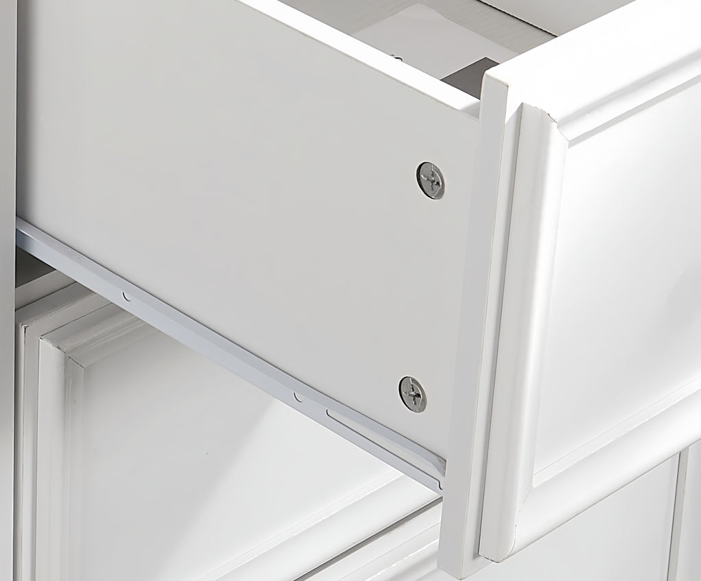White 7-drawer dresser side profile view
