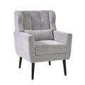 Gray chenille accent chair with lumbar pillow — front view