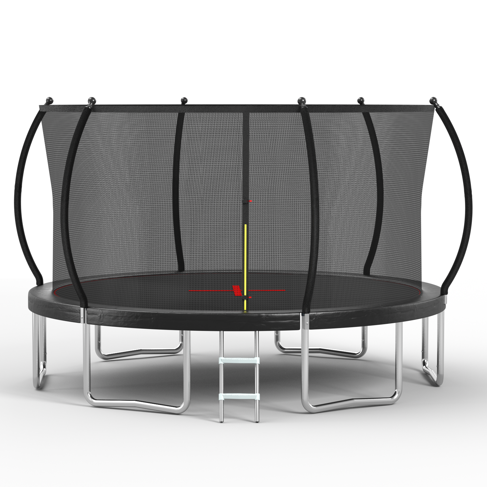 Galvanized steel round trampoline frame six U-shaped legs and ladder