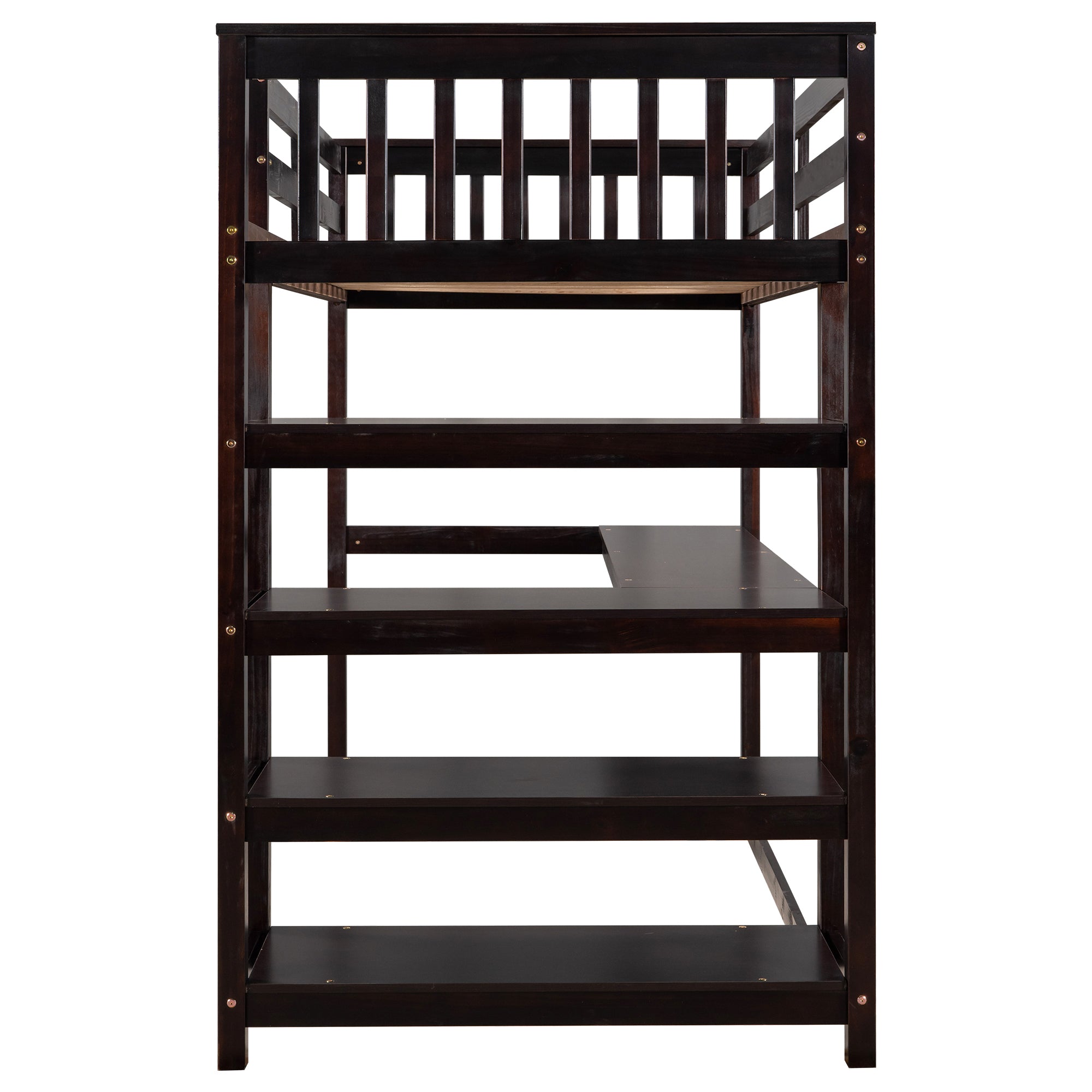 Storage shelf ladder access to bed