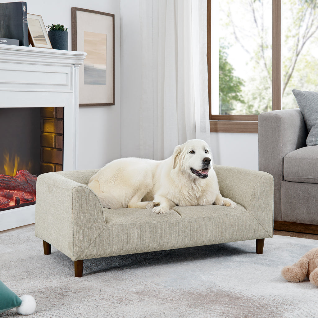 Modern rectangular pet sofa for small and medium dogs — angle view