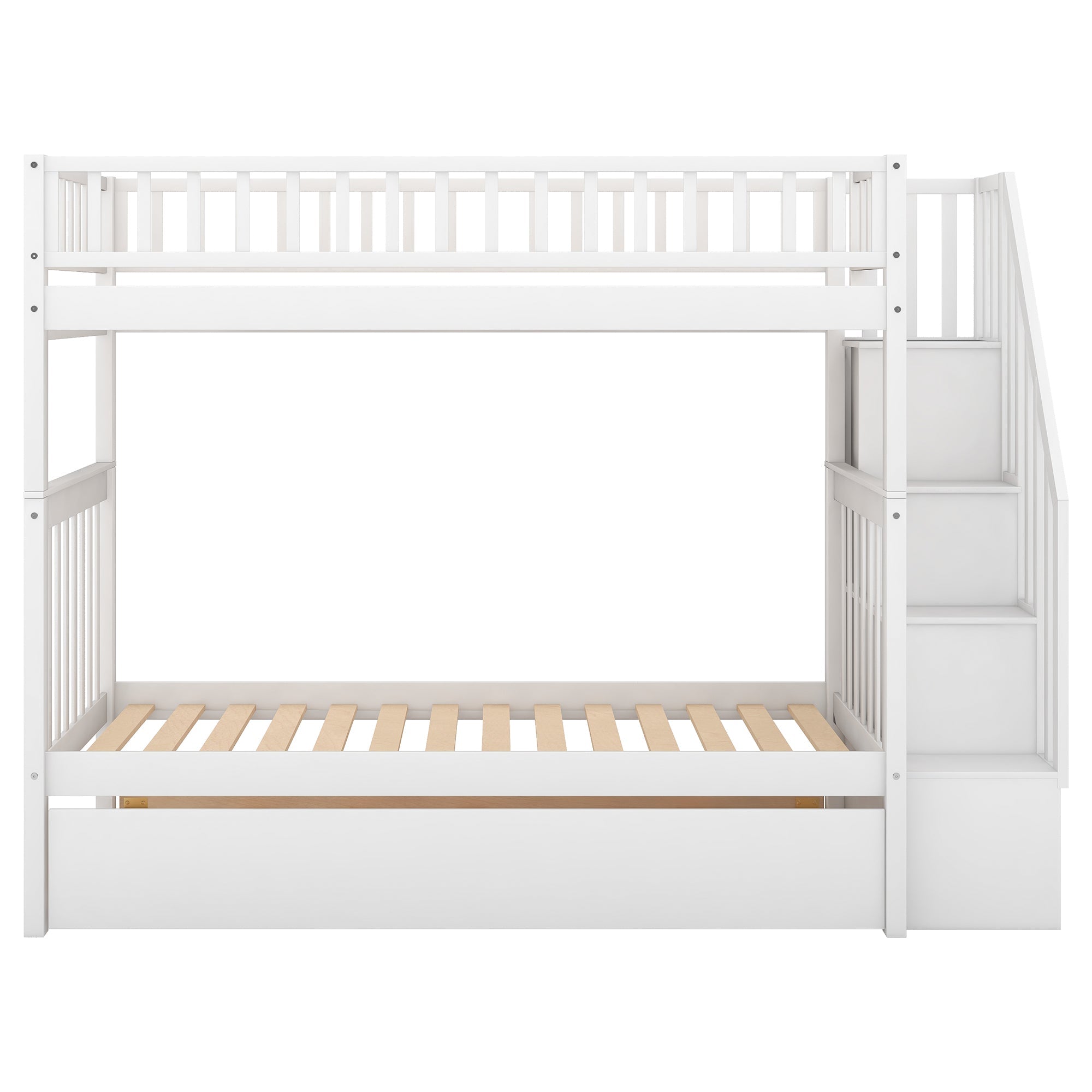 Twin-over-Twin Bunk Bed with Trundle & Storage Shelves