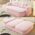 78.7' Modern 2-in-1 Foldable Sofa with Functional Blanket and 2 Soft Pillows,Comfortable Plush Corduroy Fabric Sofa,Convertible Sleeper Sofa Bed,Deep Seat Sofa Couch for Living Room,Bedroom,Baby Pink