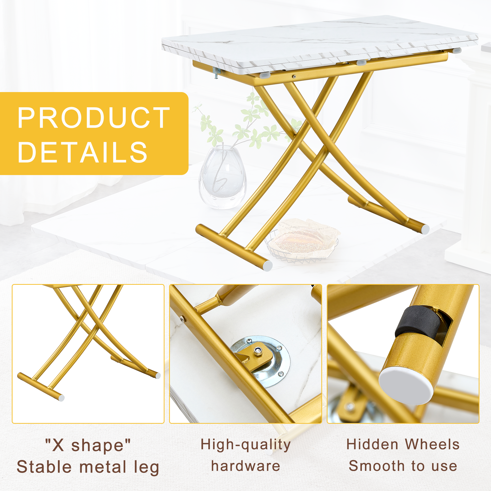 43 inch white folding table folded flat for storage