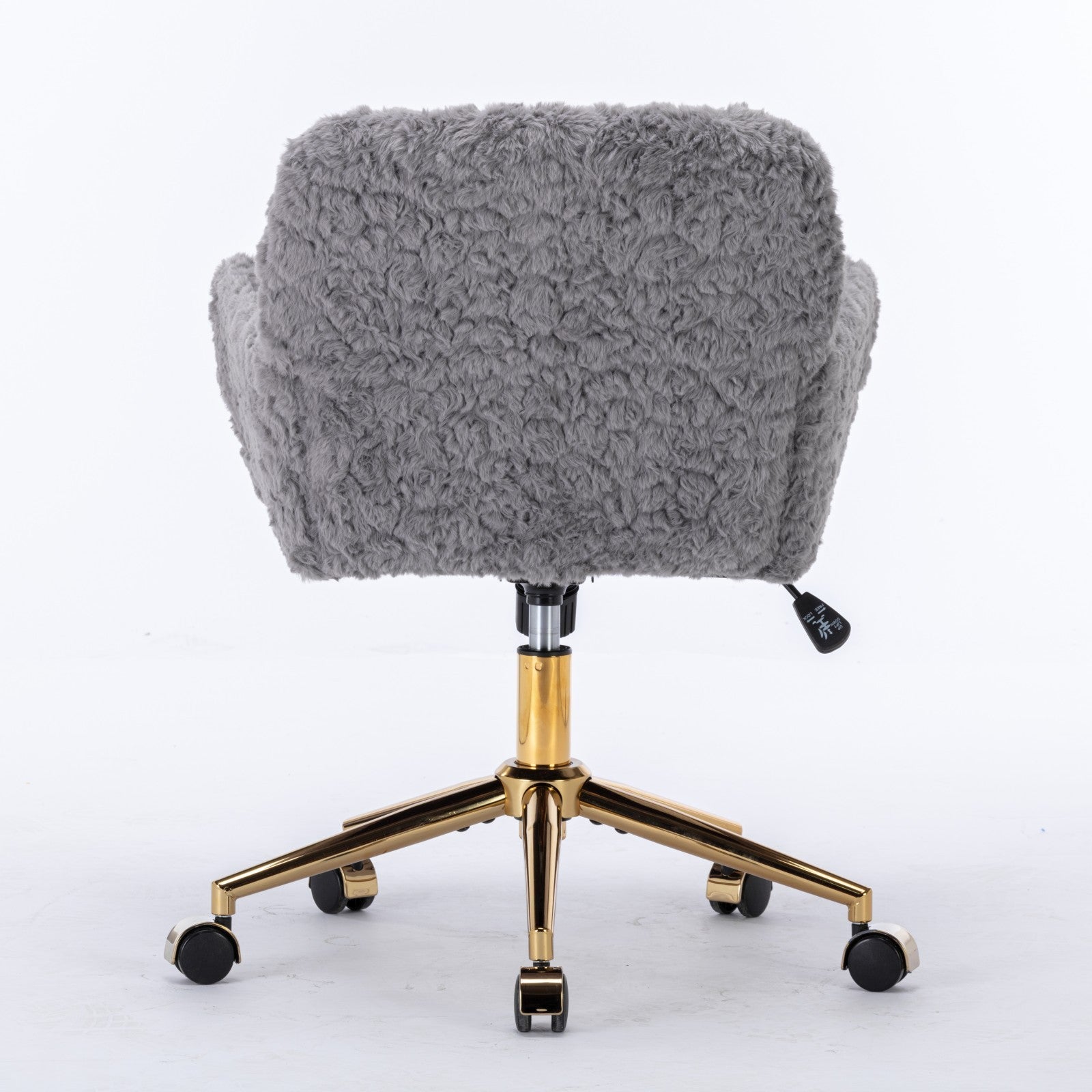 Faux Fur Office Chair — 40° Reclining with Gold Metal Base & Wheels