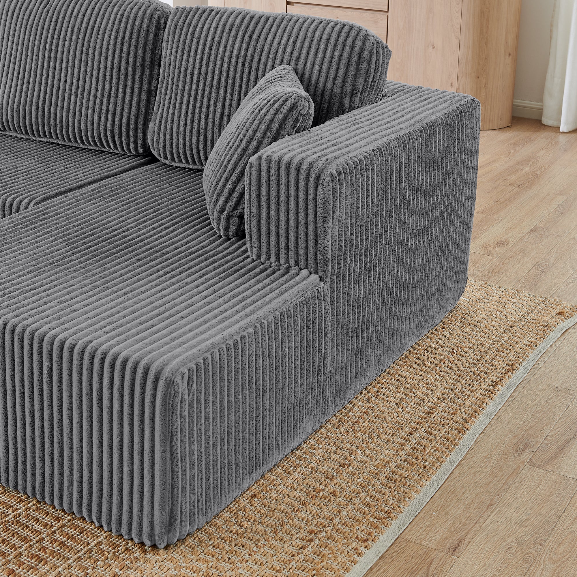 U-shape modular sofa seating area and cushions