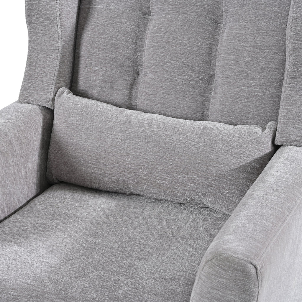 Chenille accent chair with lumbar pillow — top view
