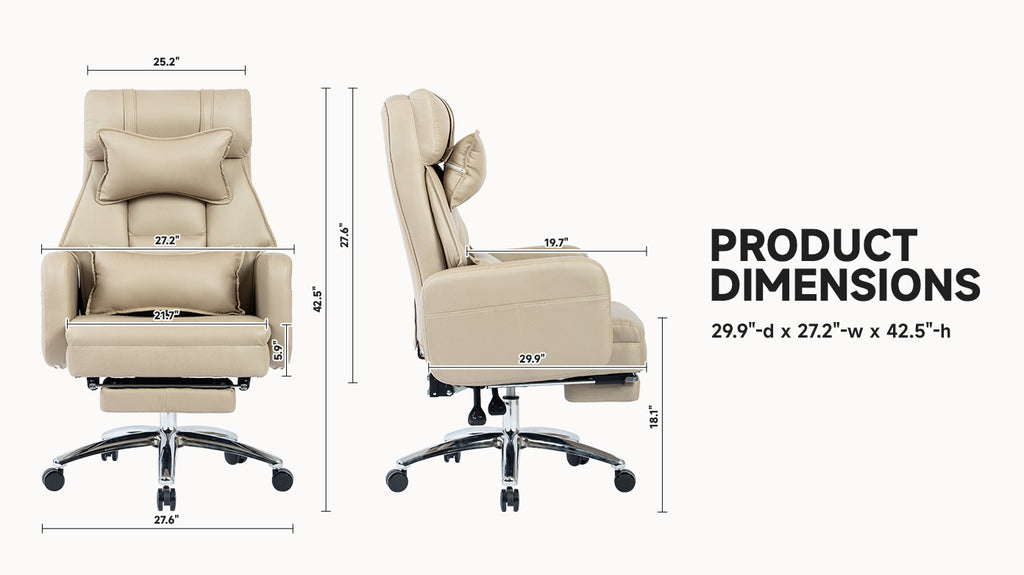 Beige ergonomic desk chair in home office setting