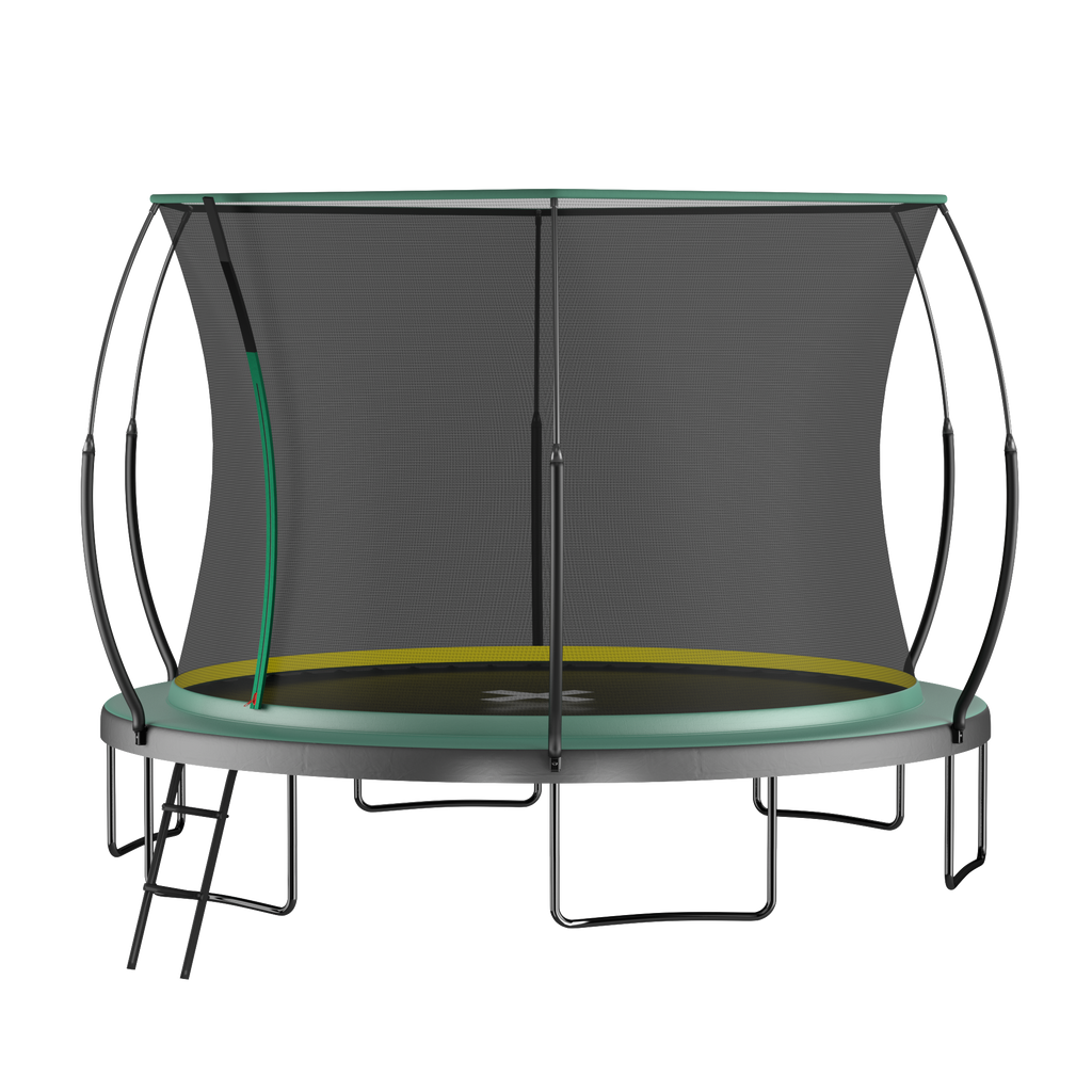 14 ft springfree trampoline zippered no-gap safety net enclosure detail