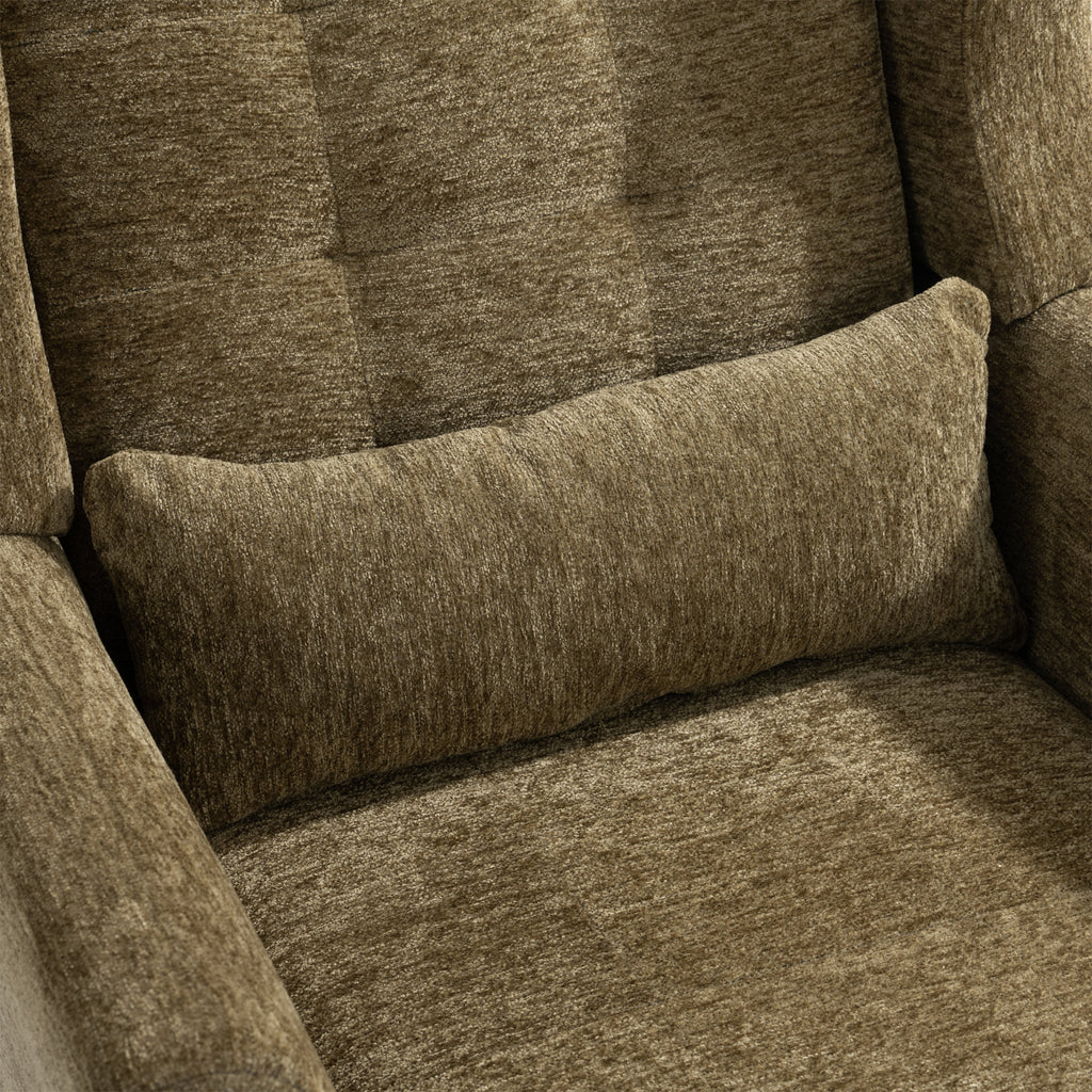 Modern chenille armchair in living room setting