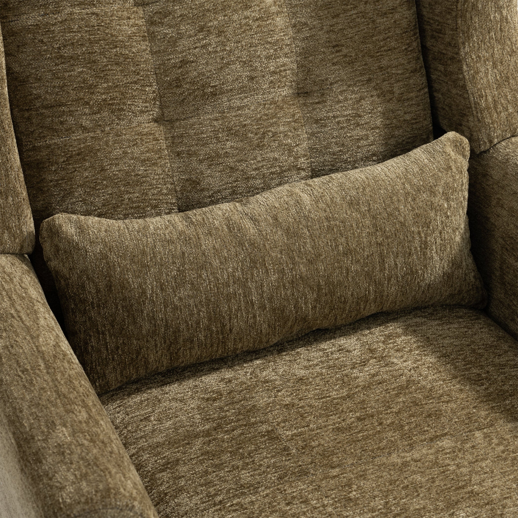 Modern chenille armchair in living room setting
