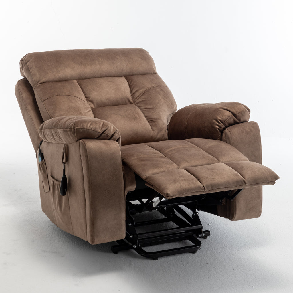 Lift recliner massage chair antique brown — lifestyle photo