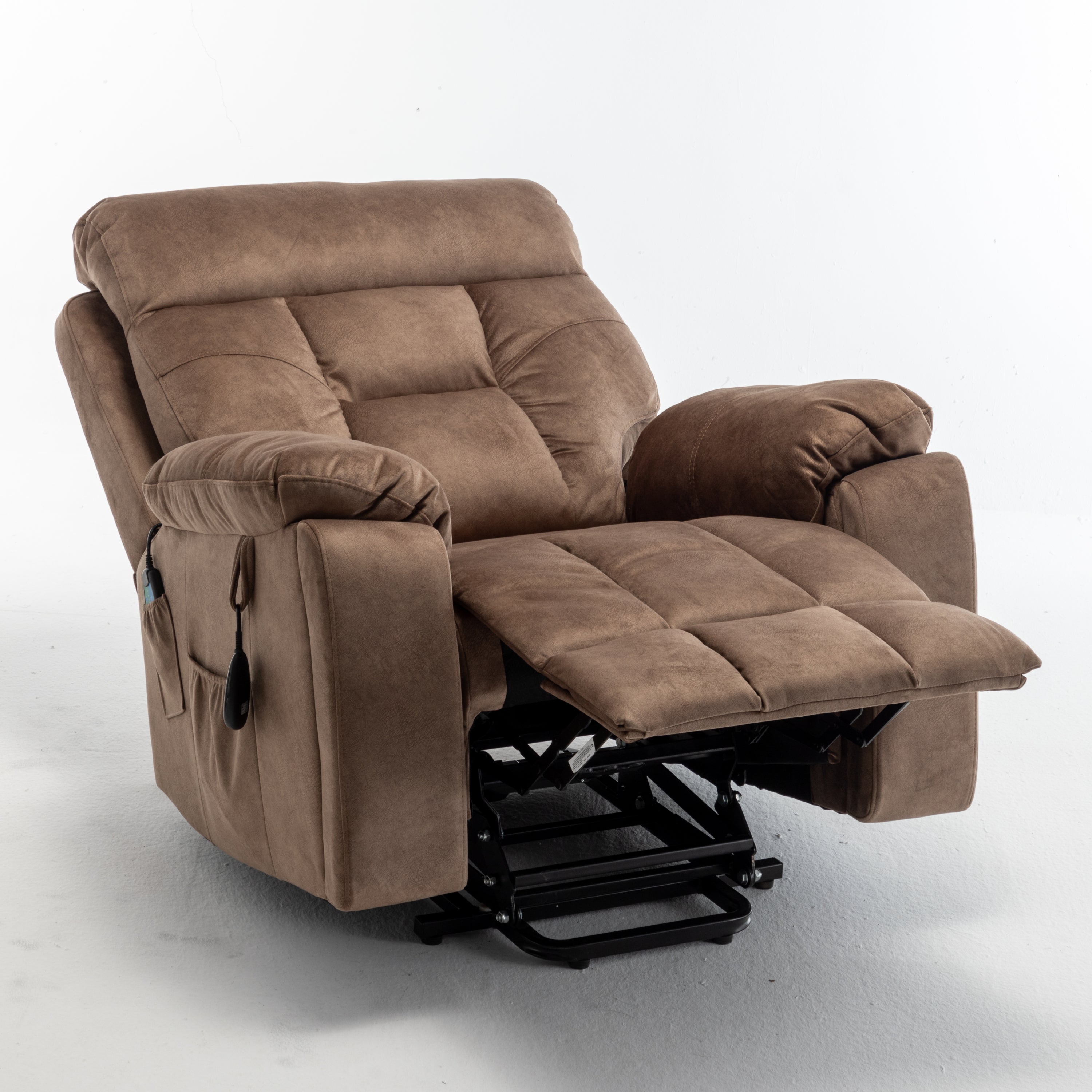 Lift recliner massage chair antique brown — lifestyle photo