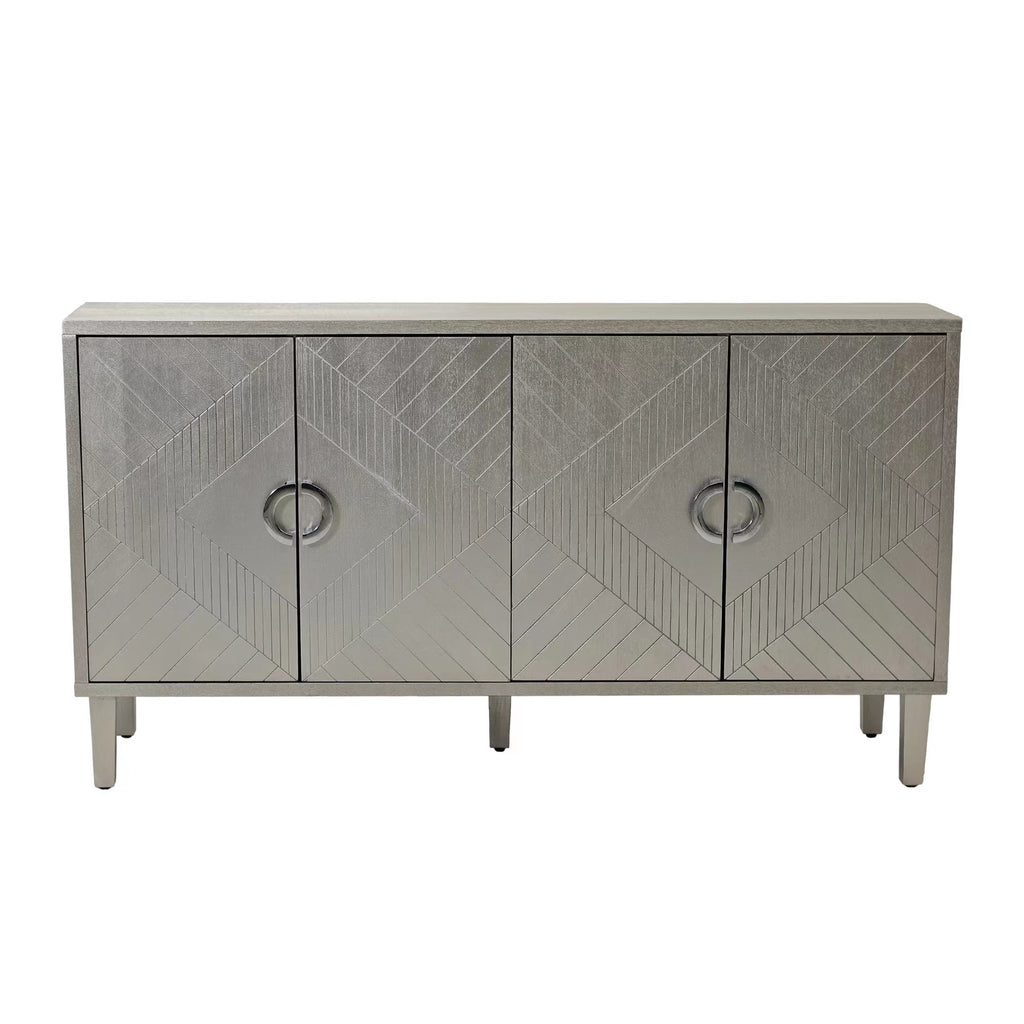 Champagne MDF storage cabinet pine leg construction