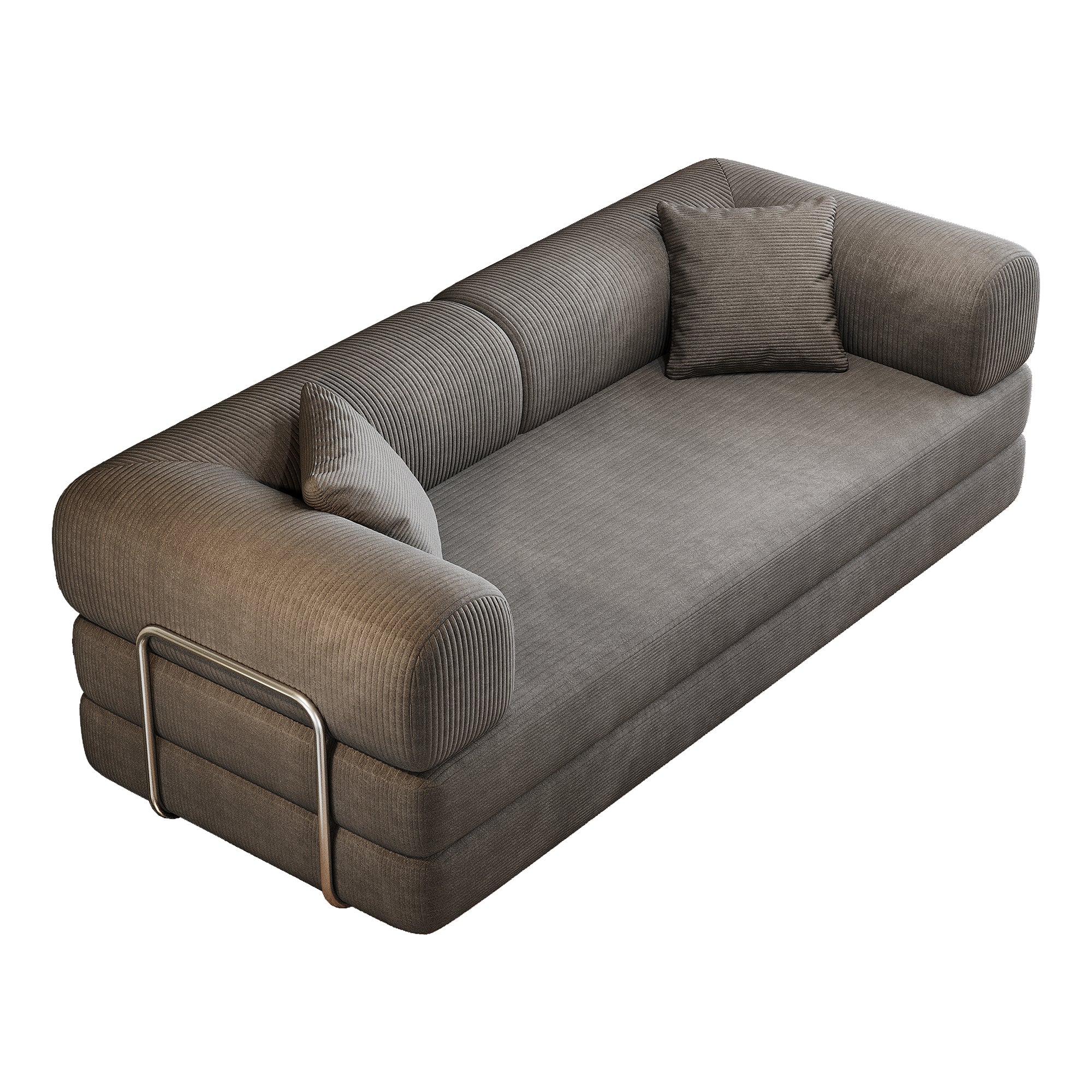 Corduroy Compression Convertible Floor Sofa Bed — Modular Loveseat, 78.8" Wide