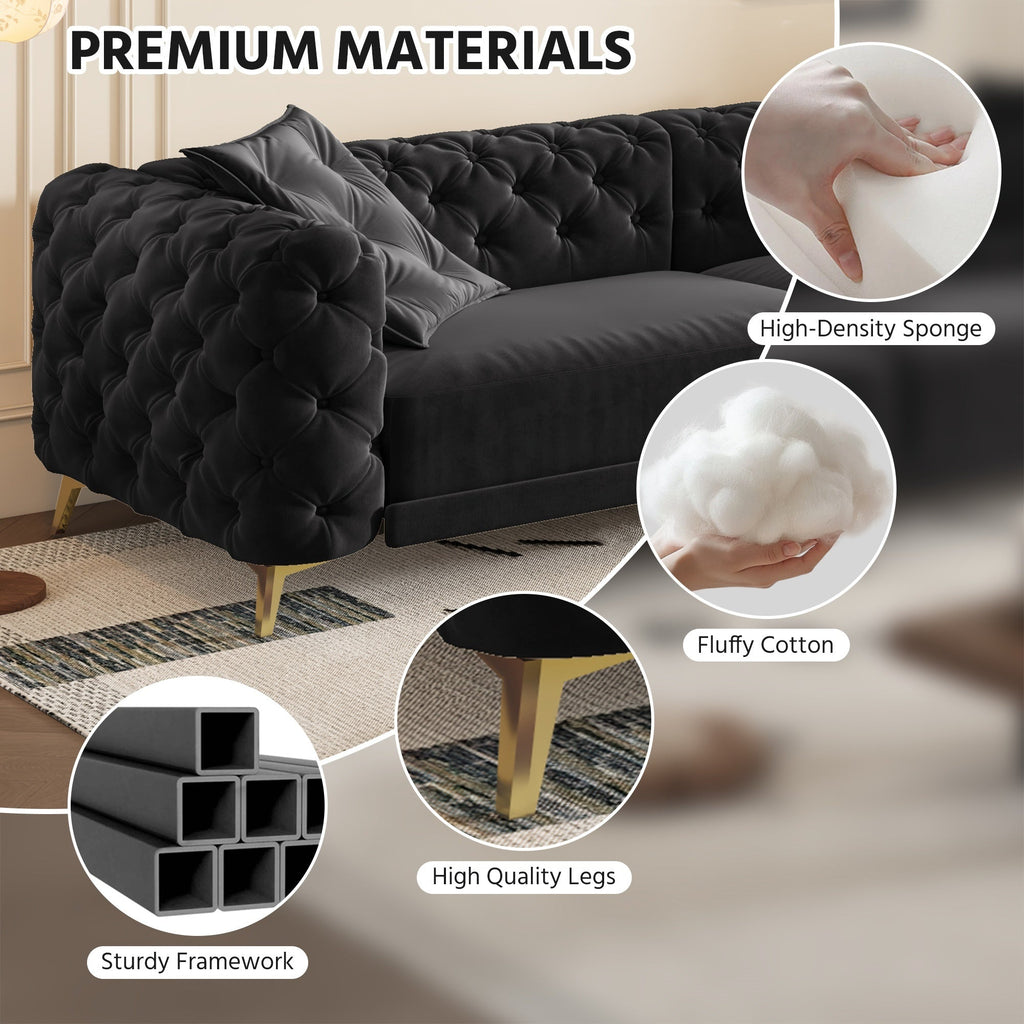 97.7' 3-in-1 Convertible Sleeper Sofa, 28.4' Deep Seat Pull Out Sofa Bed,Button Tufted Modern Sofa, 4-Seater Couch with Movable Ottoman for Apartment, Office, Bedroom,Beige/White