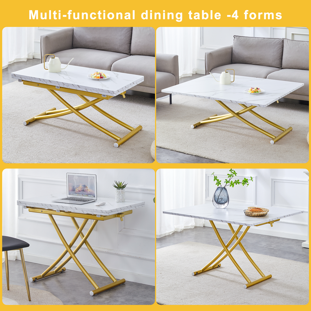 Modern minimalist folding table gold legs side profile