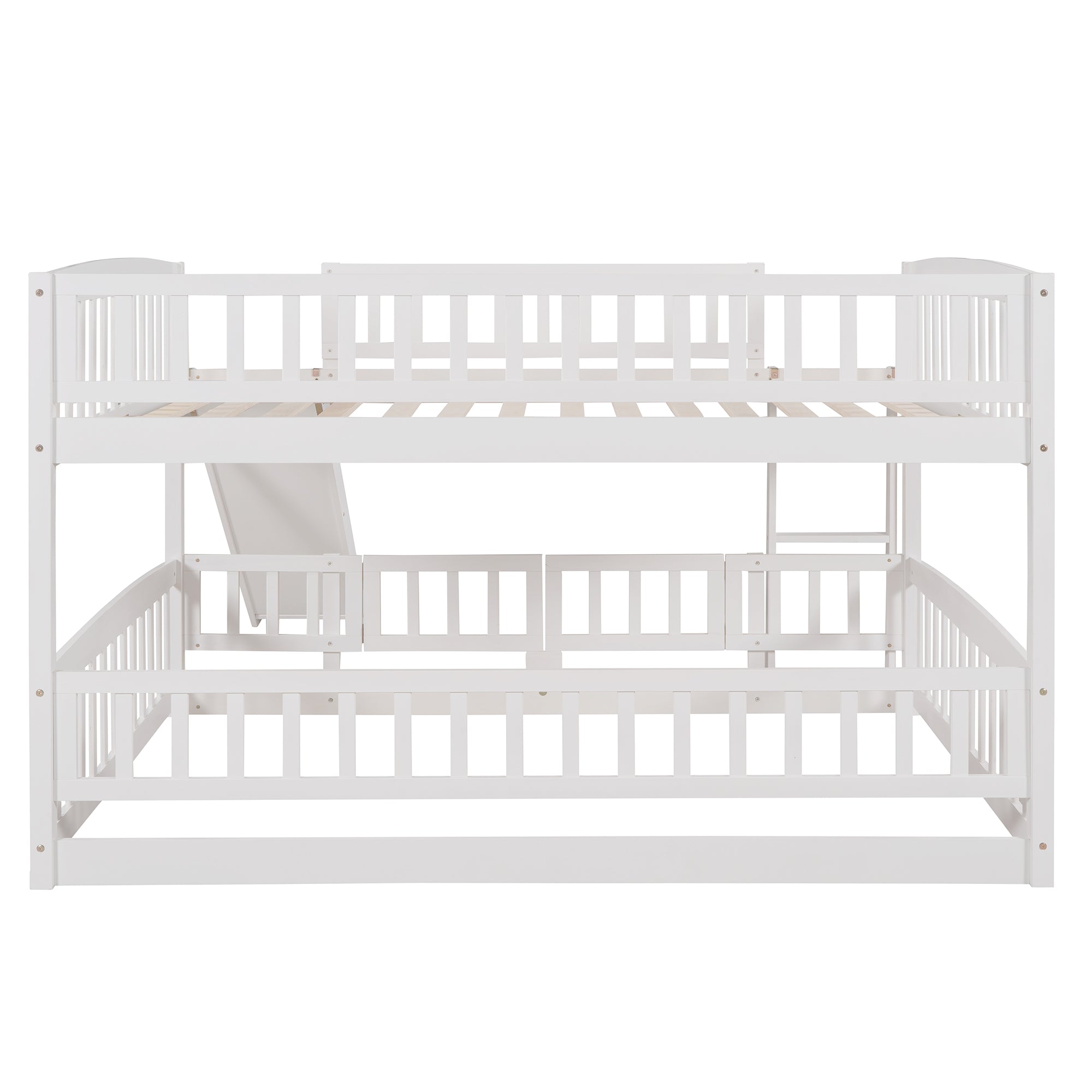 White pine wood bunk bed frame construction close-up