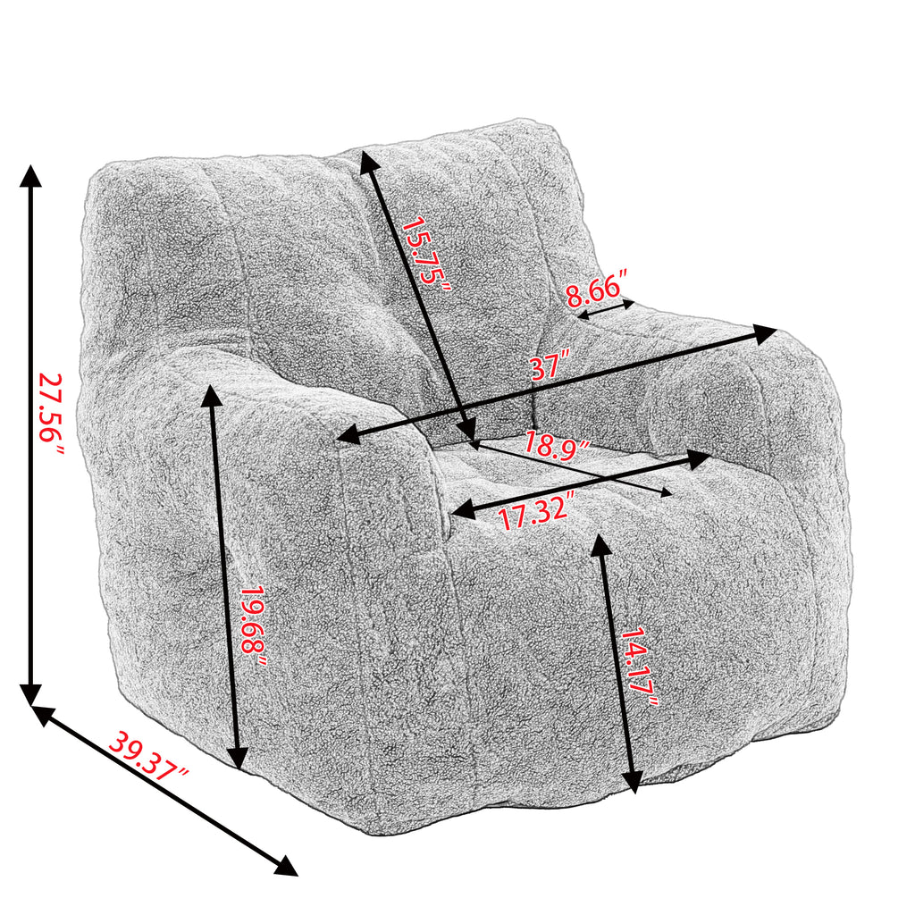 Ivory bean bag chair side profile