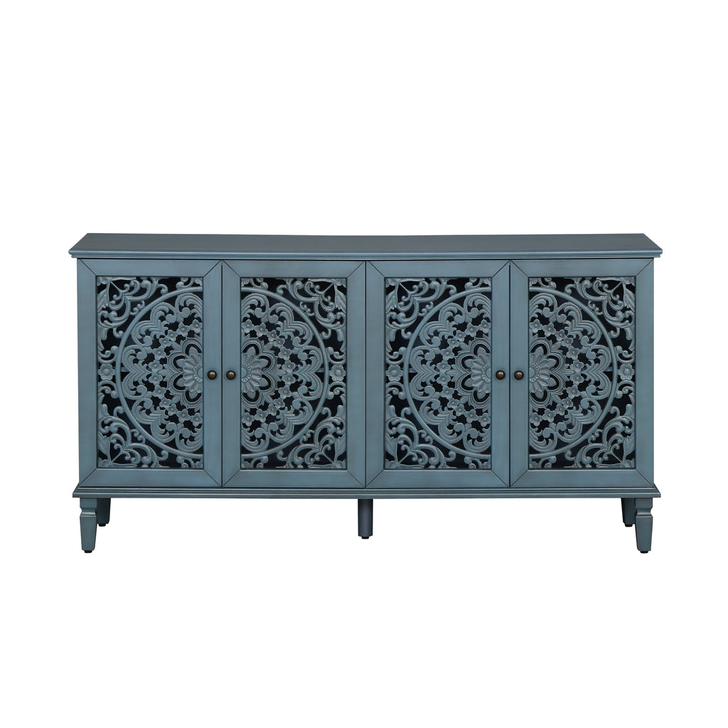 Buffet cabinet antique glaze finish wood detail