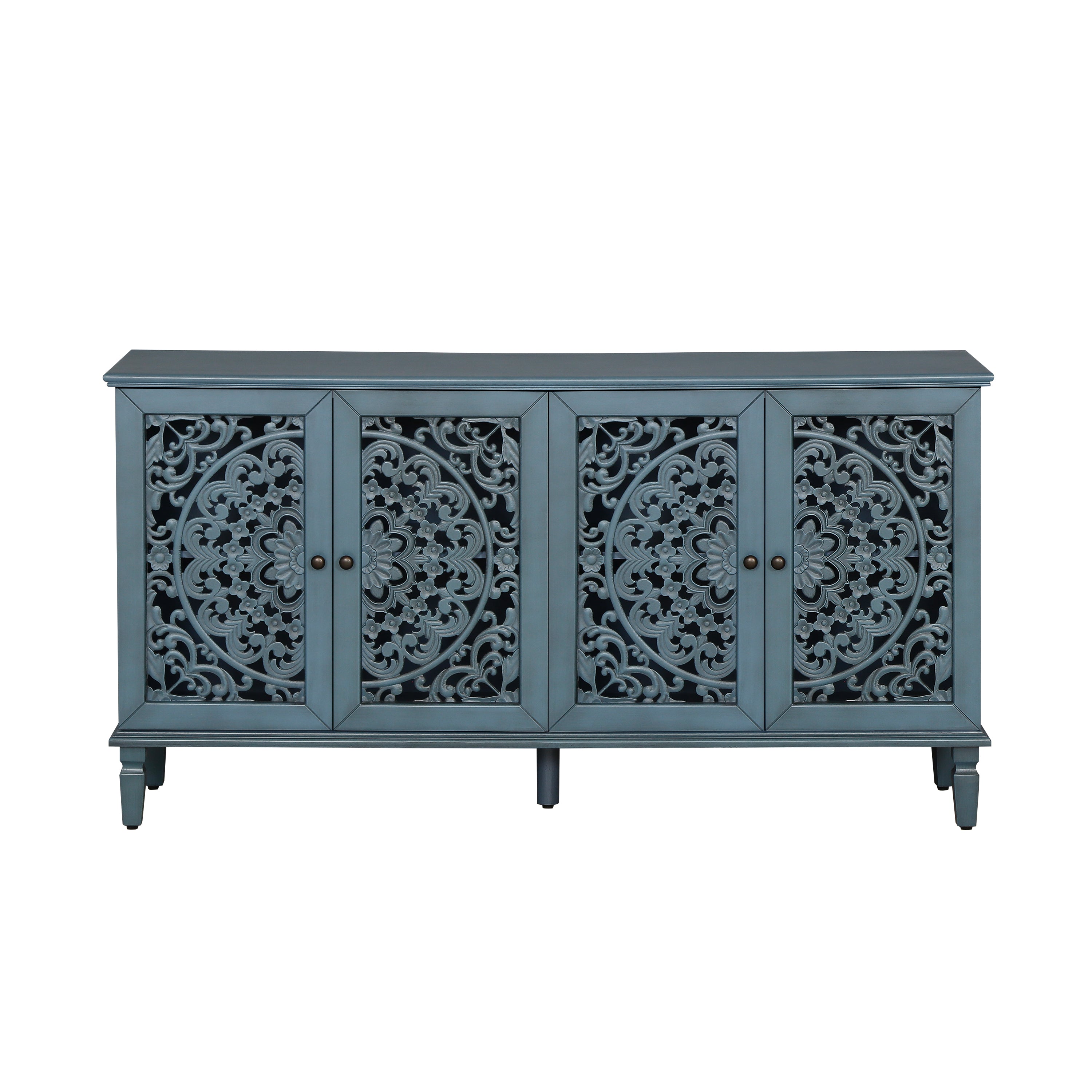 Buffet cabinet antique glaze finish wood detail
