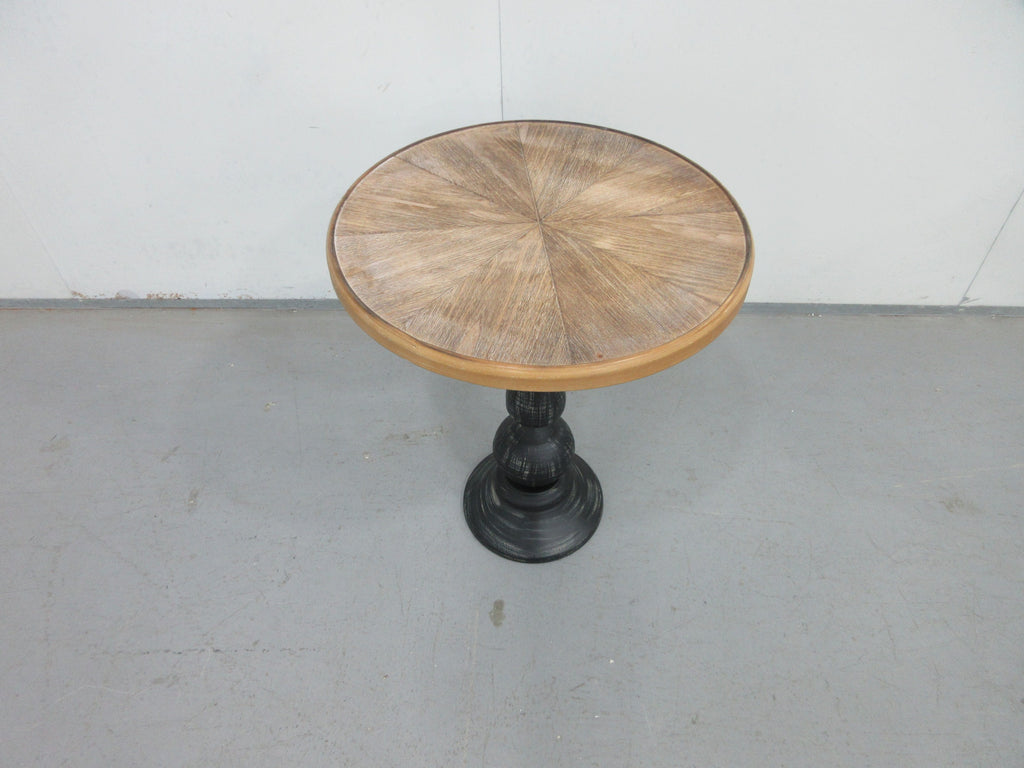 French country pedestal end table full product photo
