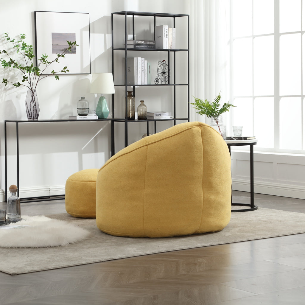Bean bag chair with footrest in room setting