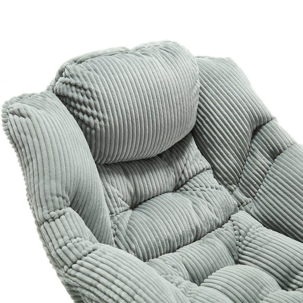 Light green lazy lounge chair ergonomic backrest detail